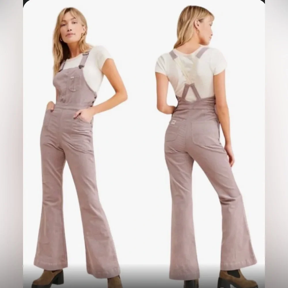 SOLD Free People x Lee Purple Storm Flare Corduroy Overall coveralls jumpsuit - Picture 6 of 6